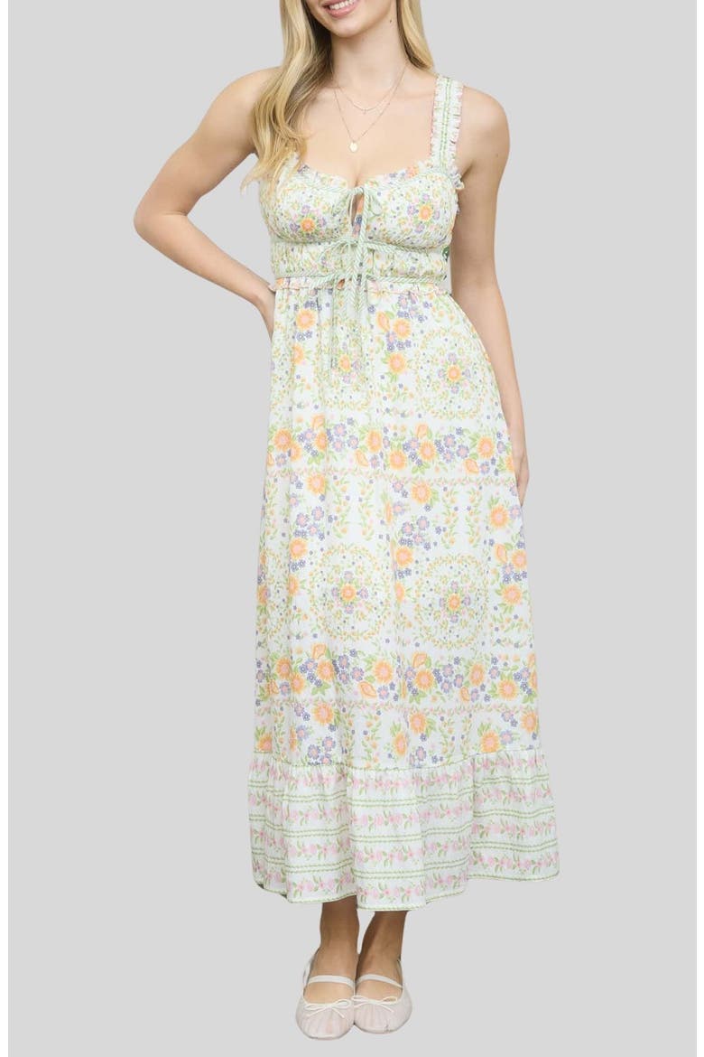 Floral Midi Dress, Main, color, GREEN MULTI