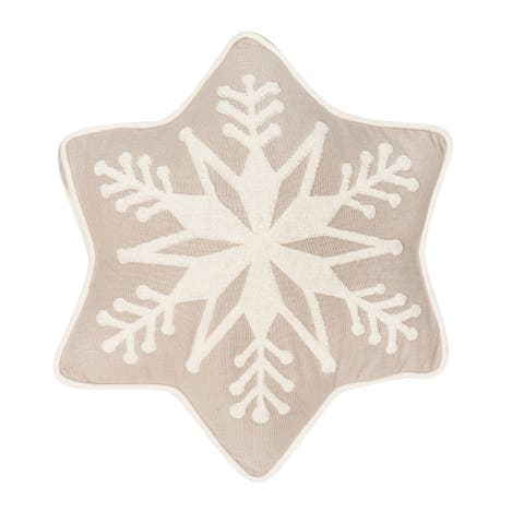 Snowflake Shaped Christmas Cotton Blend Tufted Accent Throw Pillow 18" x 18"
