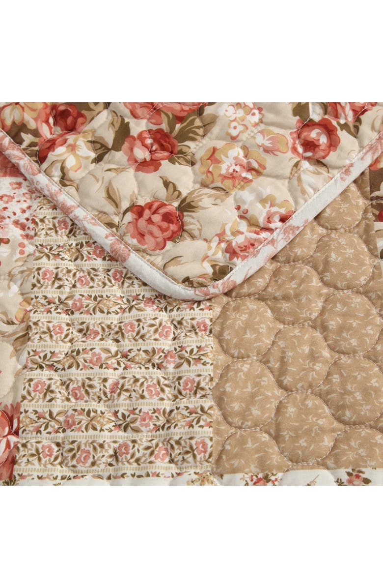 Laura Ashley Harrietta Patchwork Cotton Quilt & Sham 3-Piece Set, Alternate, color, Rosewood/ Gold