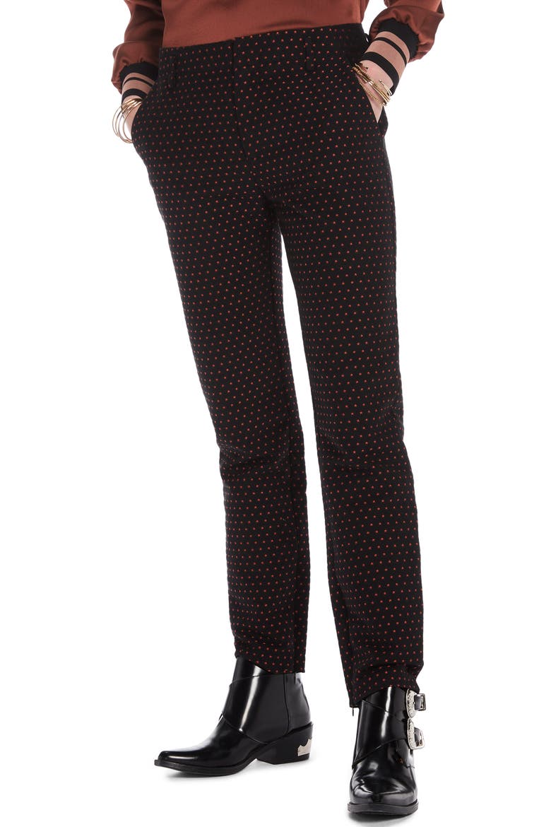 Starry Jacquard Tailored Stretch Pants, Main, color, BLACK W/ SMALL STAR PRINT