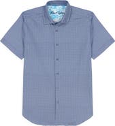 Robert Graham Grinnell Geo Pattern Short Sleeve Stretch Cotton Button-Up Shirt