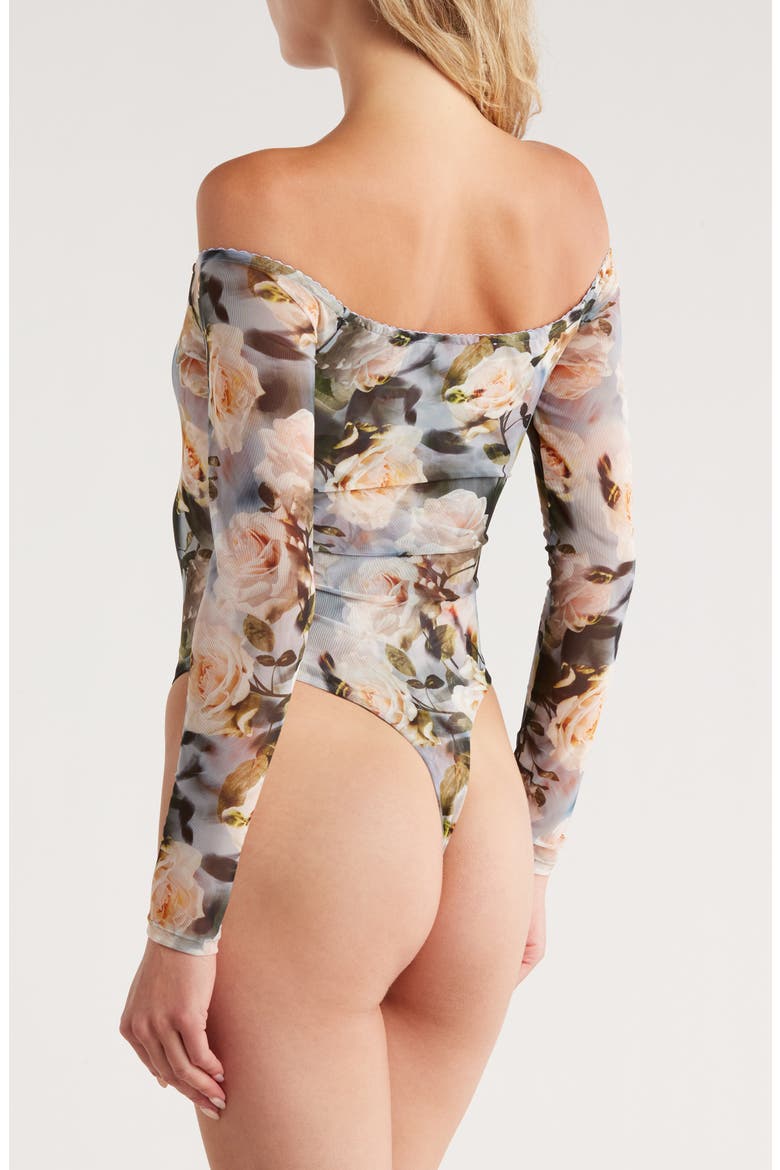 Peonie Off the Shoulder Bodysuit, Alternate, color, MULTI DISTRESSED FLORAL