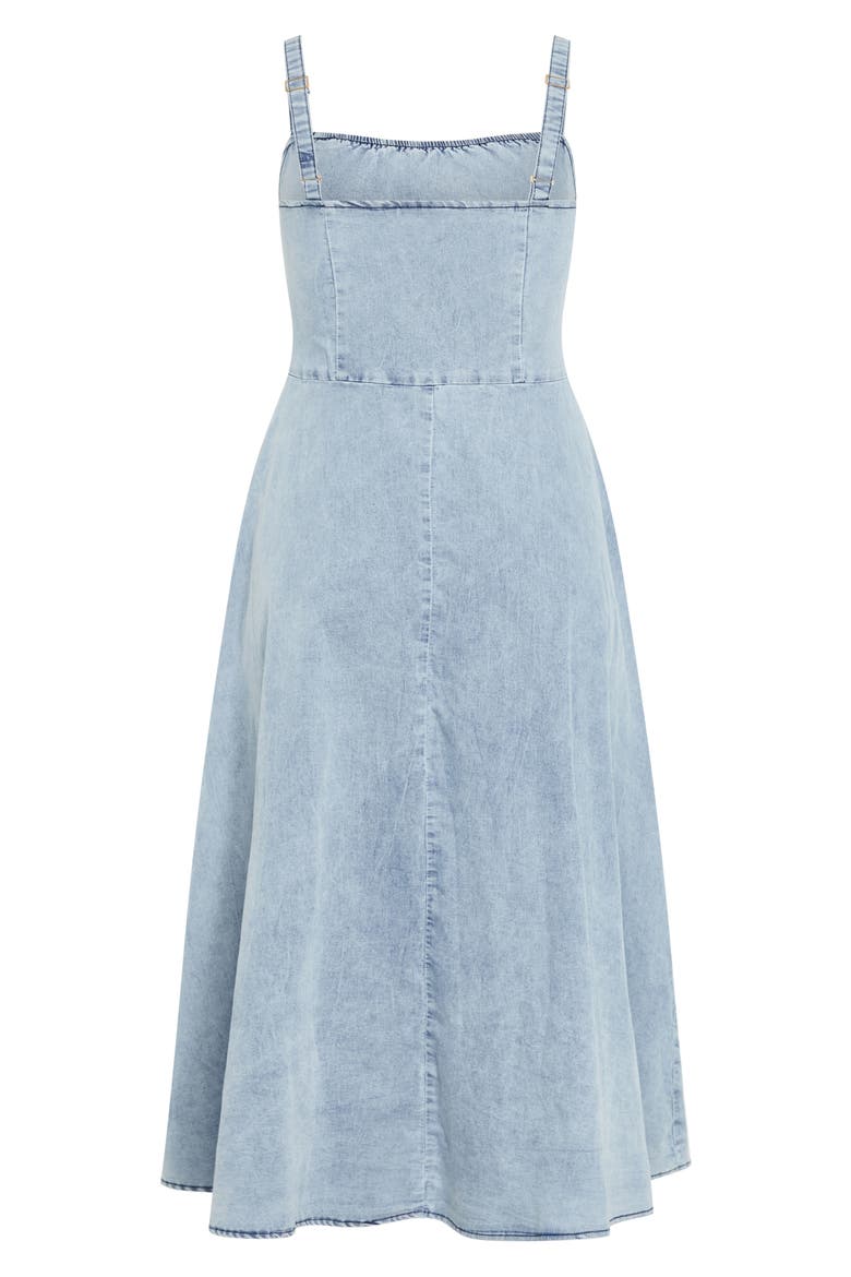 Corset Denim Sundress, Alternate, color, LIGHT DENIM
