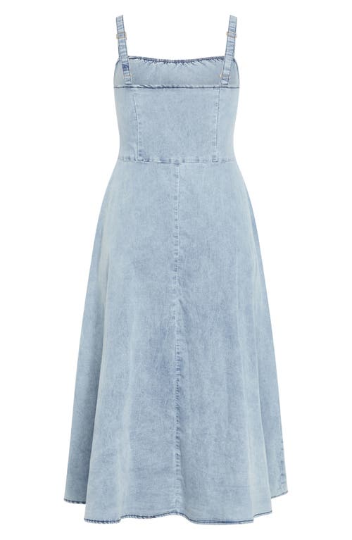 City Chic Corset Denim Sundress In Light Denim