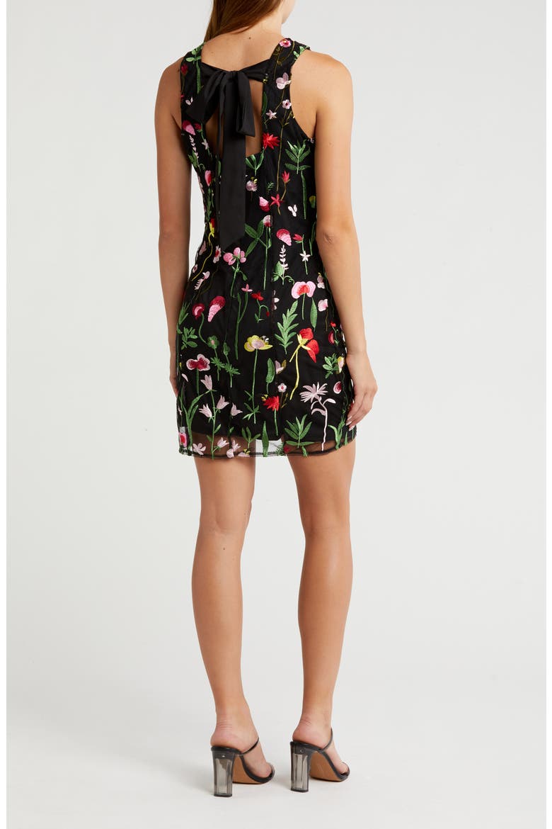 Fresh Cut Floral Embroidered Sheath Dress, Alternate, color, BLACK MULT
