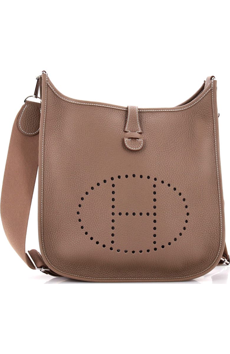 Pre-Owned Hermes Evelyne Bag Gen III Clemence PM, Main, color, Etoupe