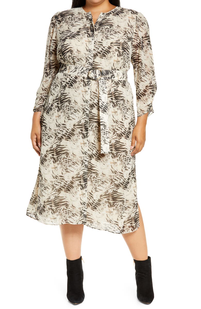 Lafayette 148 New York Neilson Belted Long Sleeve Midi Dress, Main, color,