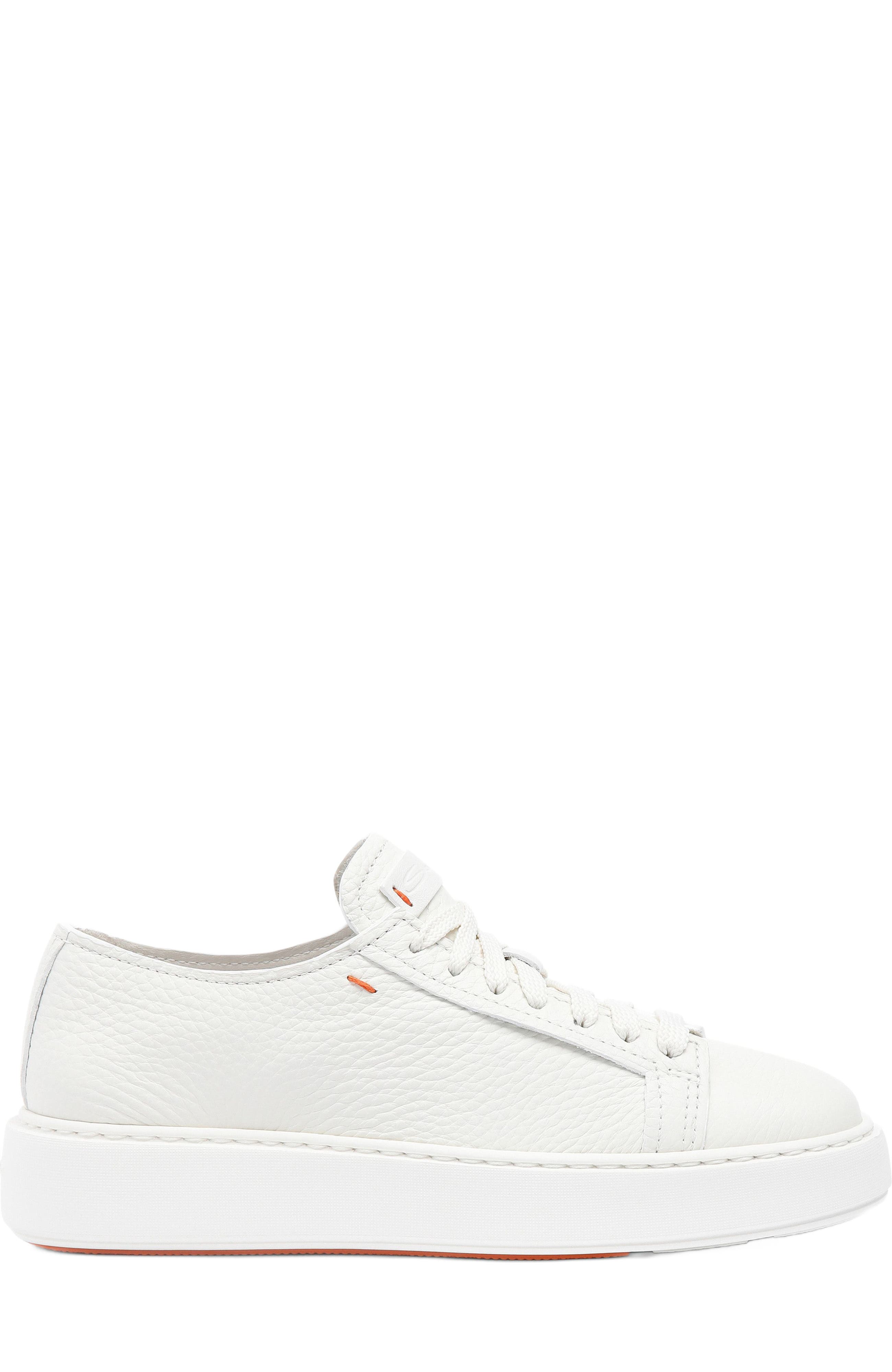 Santoni Women's tumbled leather sneaker, Alternate, color, White