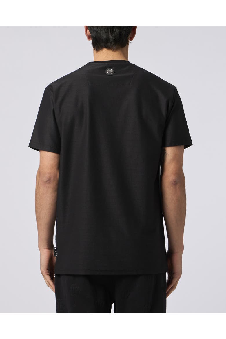 Round Neck T-Shirt Jacquard Skull Men, Alternate, color, black