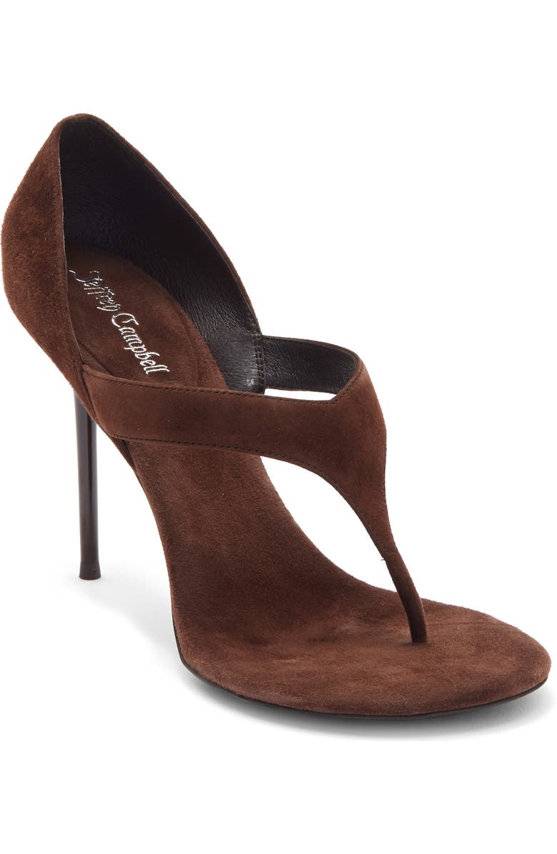 Jeffrey Campbell Rhian Stiletto Sandal, Main, color, Brown Suede