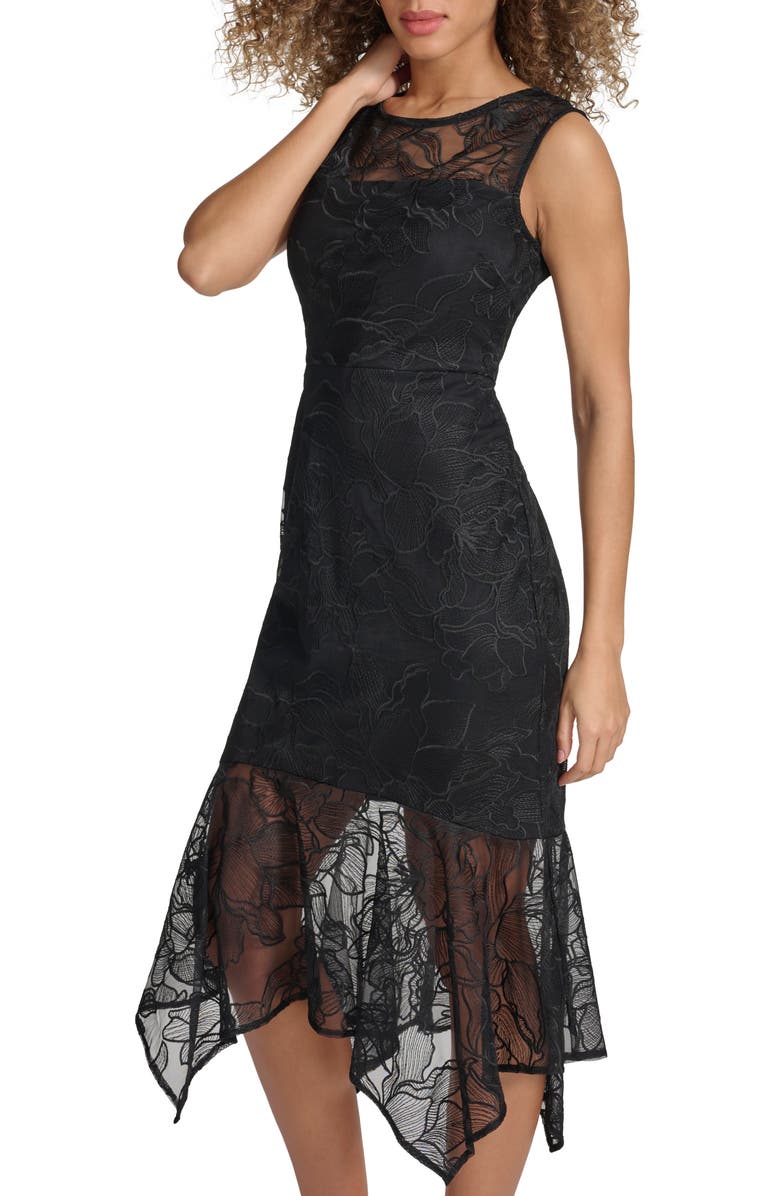 Kensie Embroidered Asymmetric Dress, Alternate, color,