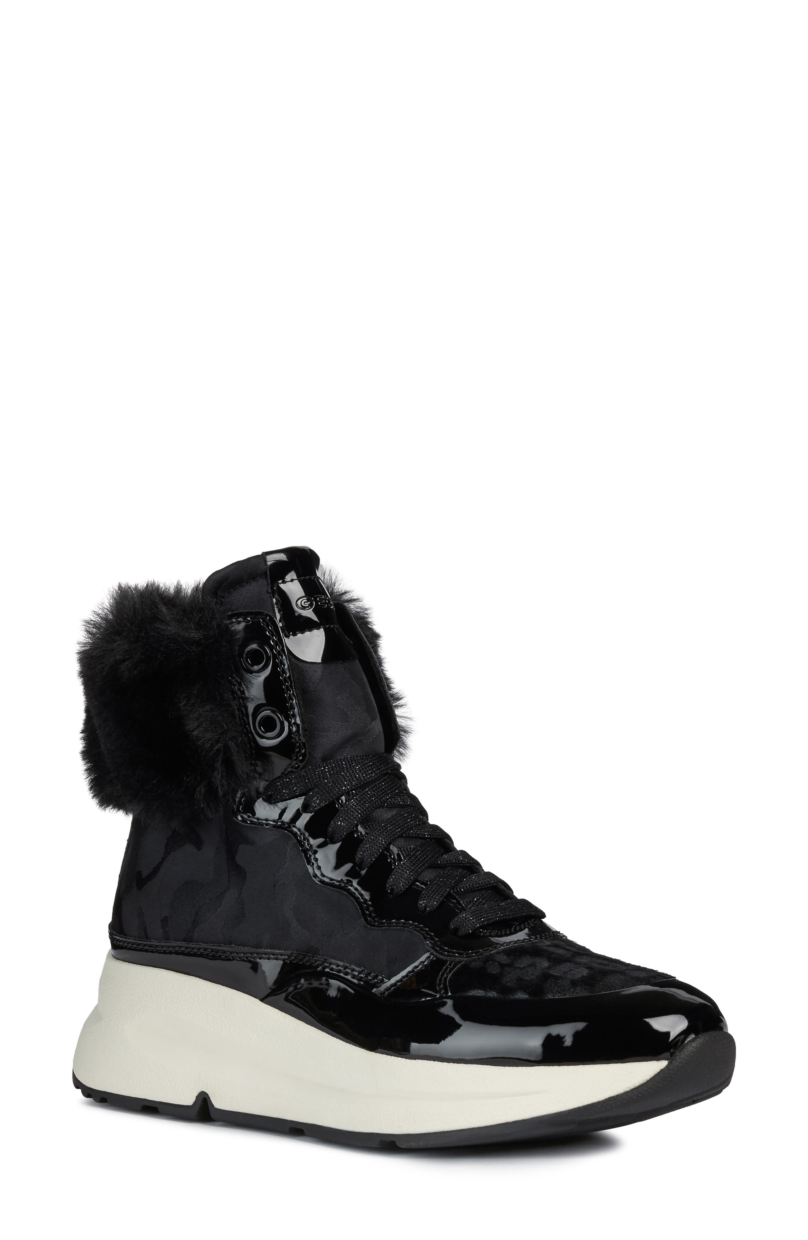 Geox Backsie Amphibiox Waterproof Faux Fur Trim Sneaker Boot, Main, color, 