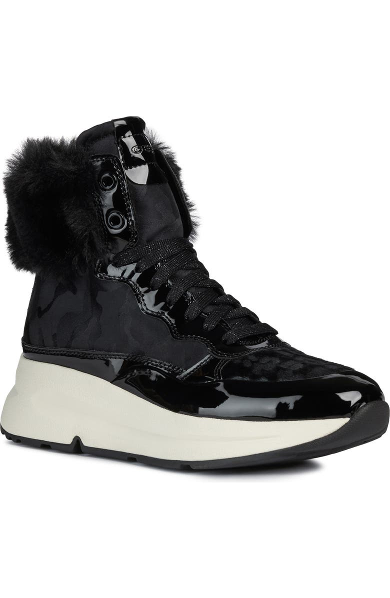 Geox Backsie Amphibiox Waterproof Faux Fur Trim Sneaker Boot, Main, color,