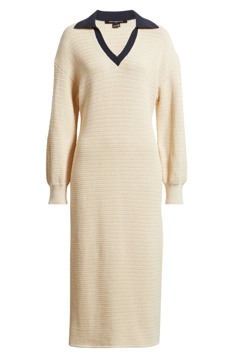 French Connection Mozart Contrast Collar Long Sleeve Midi Sweater Dress, Alternate, color, 