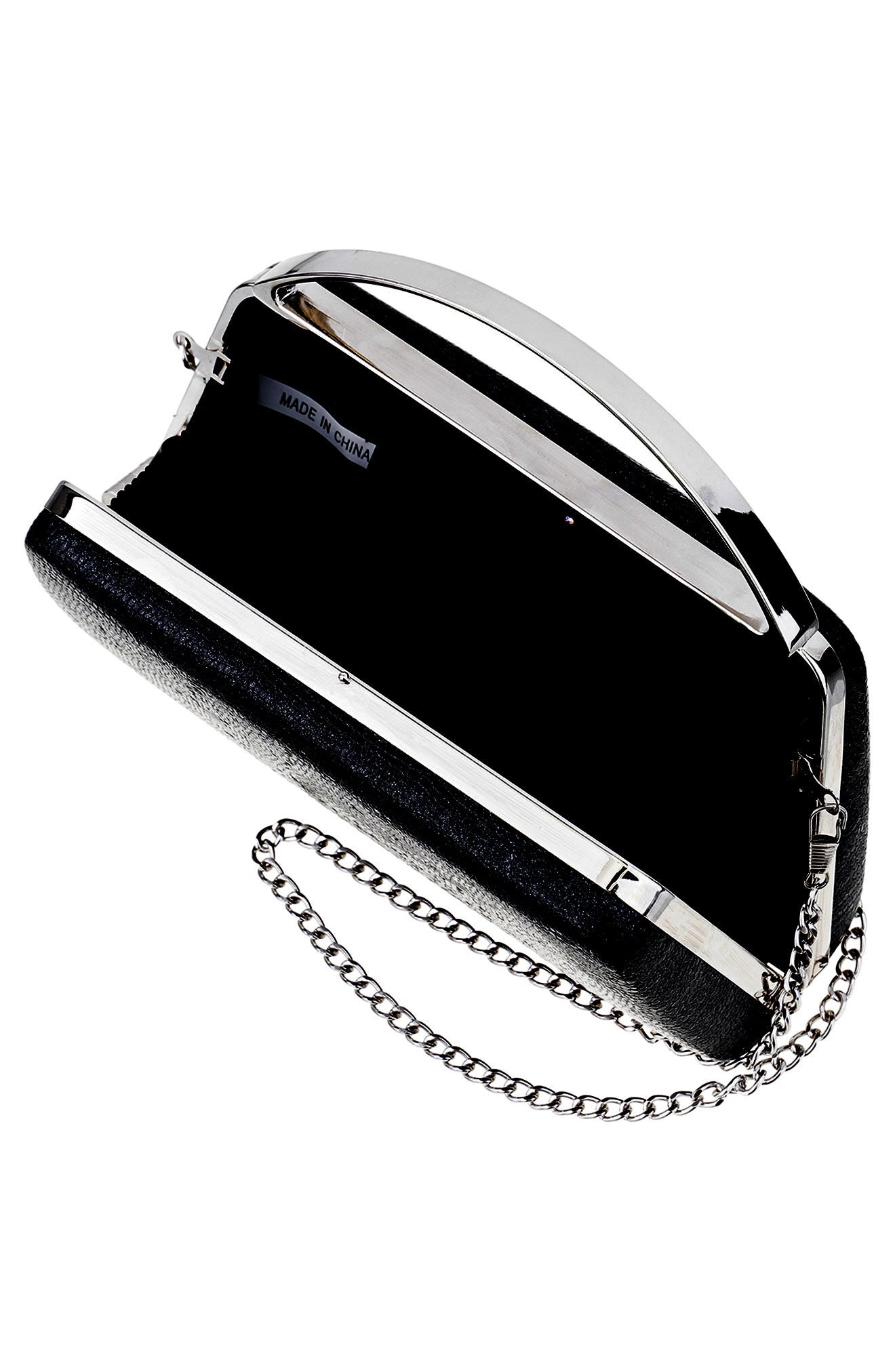 Genesis Faux Leather Clutch, Alternate, color, BLACK
