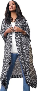Roaman's Plus Size Flowy Chiffon Duster