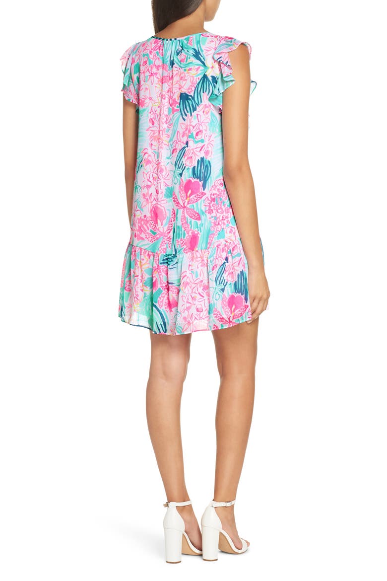 Nora Ruffle Chiffon Shift Dress, Alternate, color, MULTI VIA FLORA
