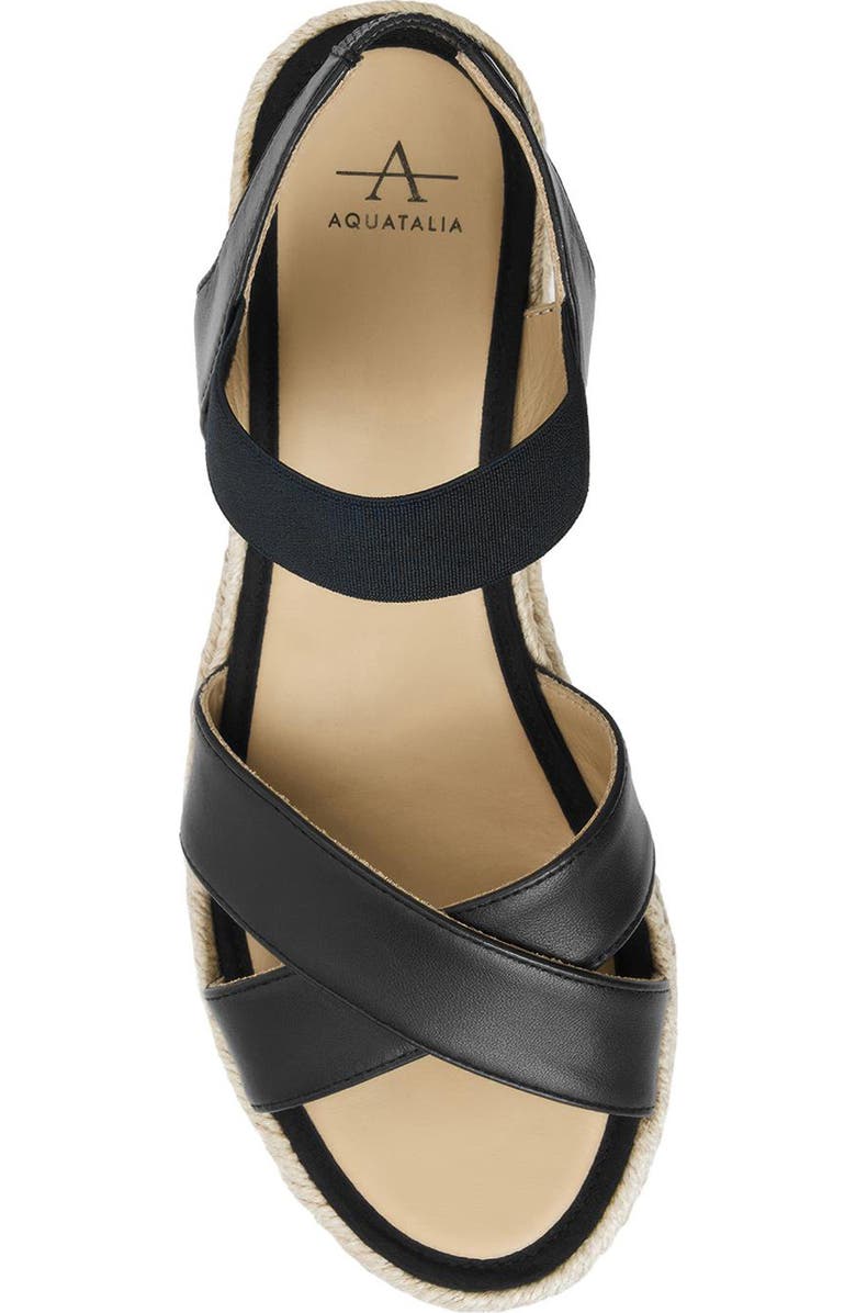 Aquatalia Almeria Weatherproof Slingback Espadrille Platform Wedge Sandal, Alternate, color, Black Leather