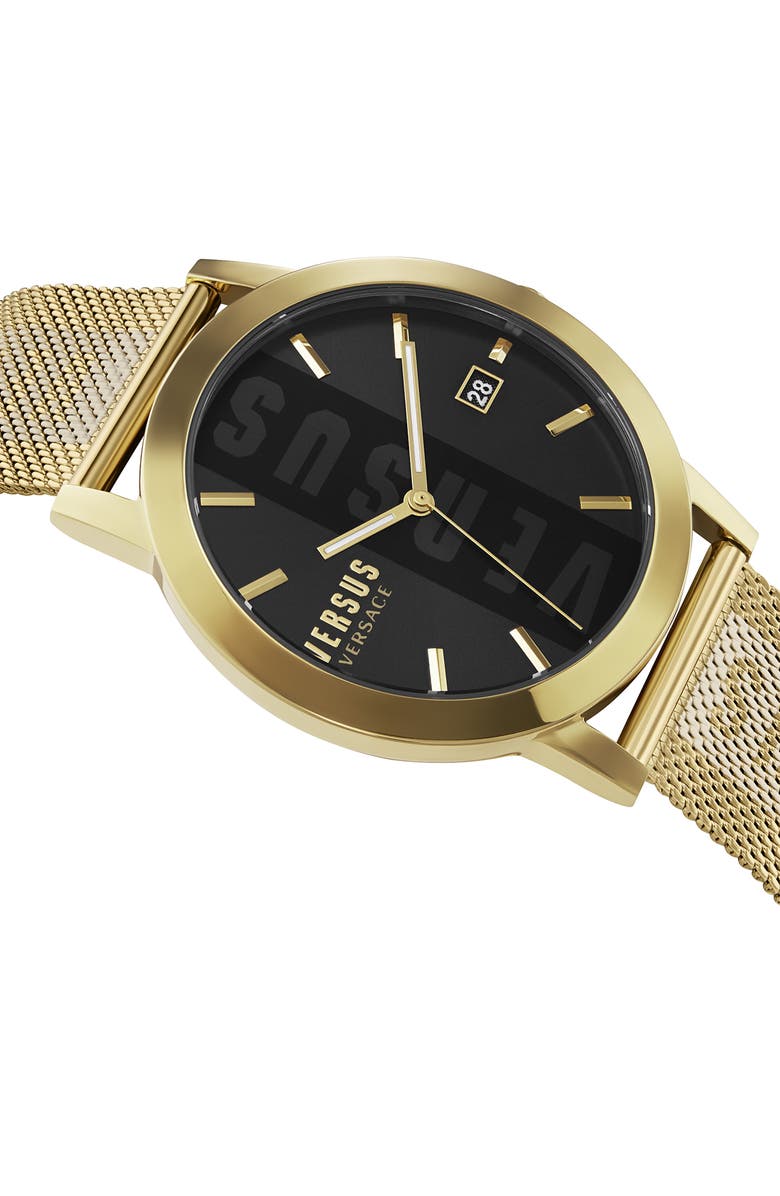 VERSUS Versace Barbes Mesh Strap Watch, 44mm, Alternate, color, Ip Yellow Gold