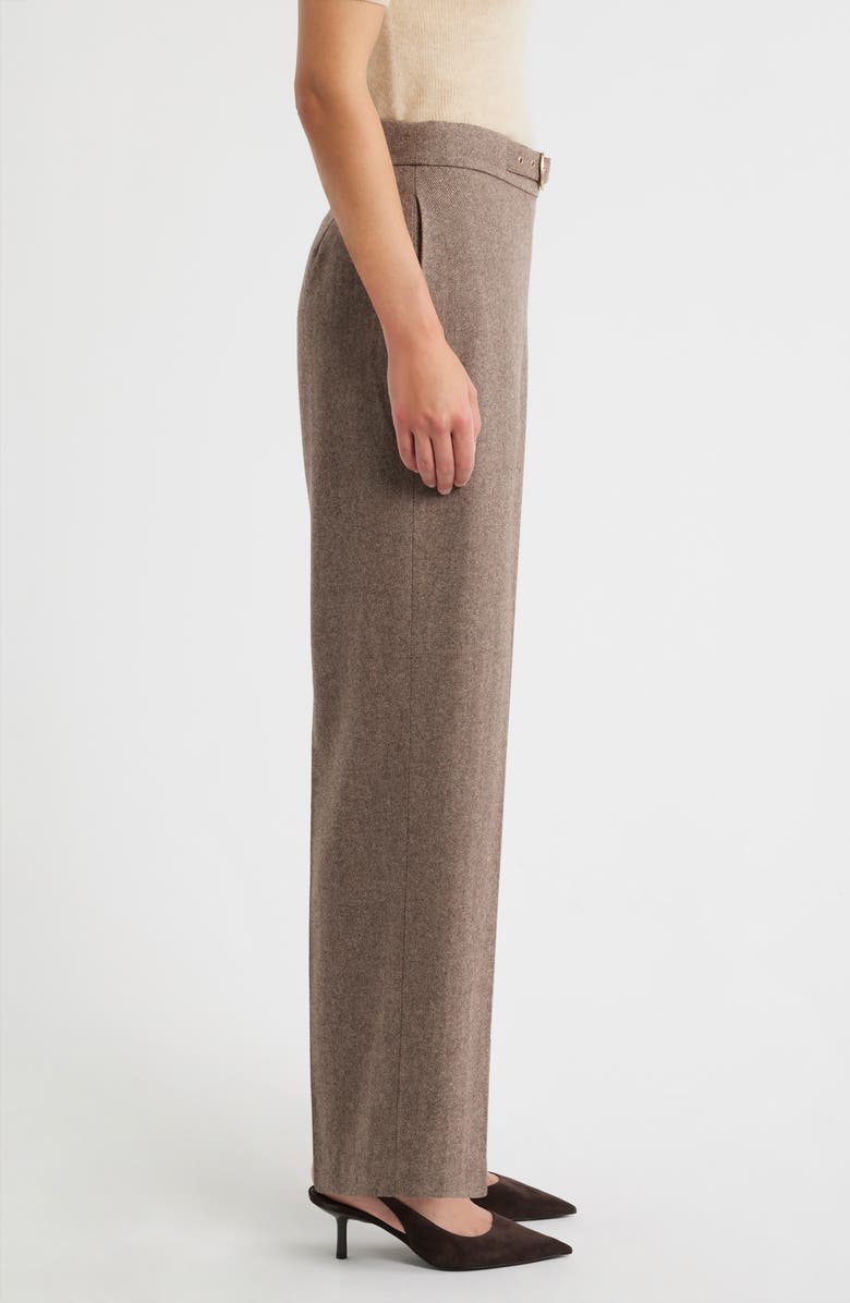 Elie Tahari The Brianne Belted Straight Leg Pants, Alternate, color, Brown/ French Beige