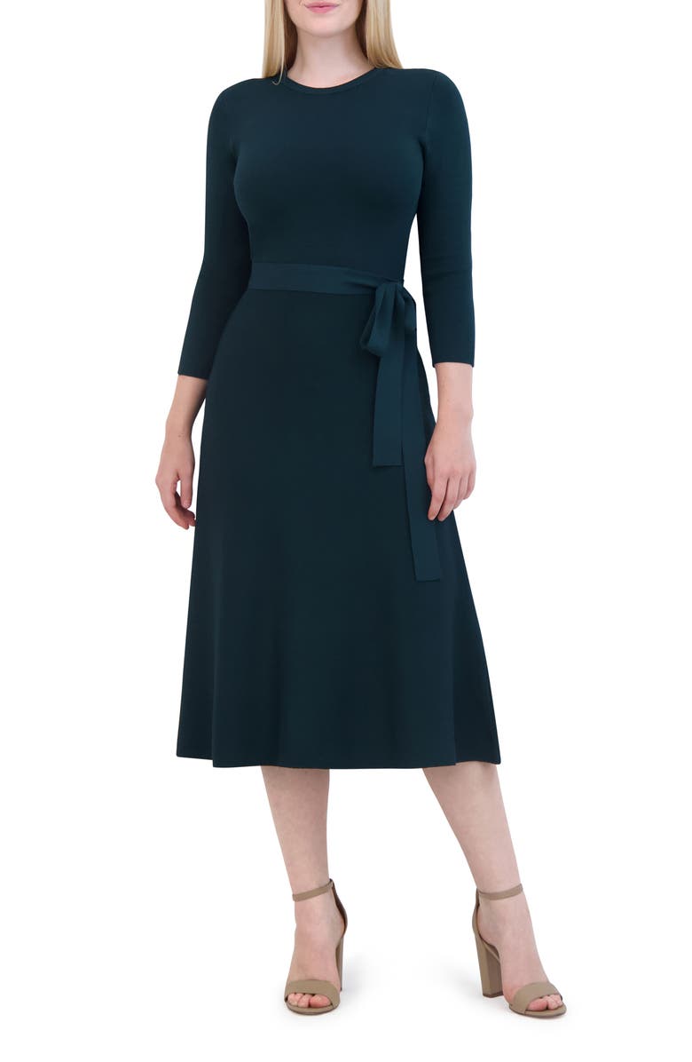 Eliza J Tie Belt Dress, Main, color, 