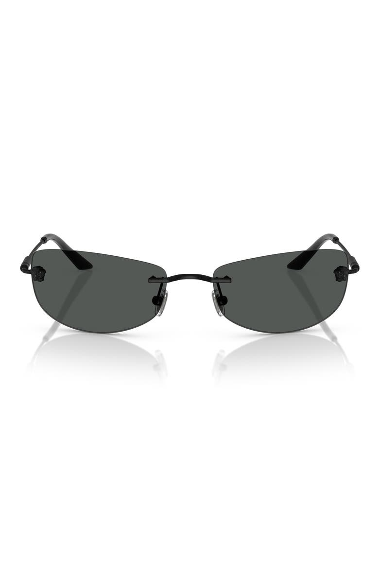 60mm Rectangular Sunglasses, Main, color, MATTE BLACK