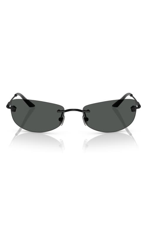 Versace 60mm Rectangular Sunglasses In Matte Black