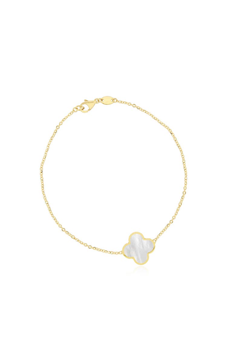 The Lovery Fine Jewelry Small Mother of Pearl Single Clover Bracelet, Main, color, Mother Of Pearl