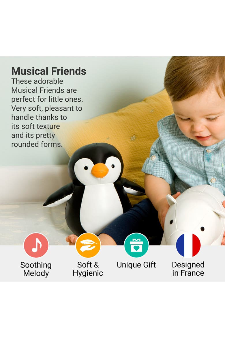 Musical Animals - Penguin, Plush Baby Music Box, Nursery Toy & Décor, Alternate, color, Black / White