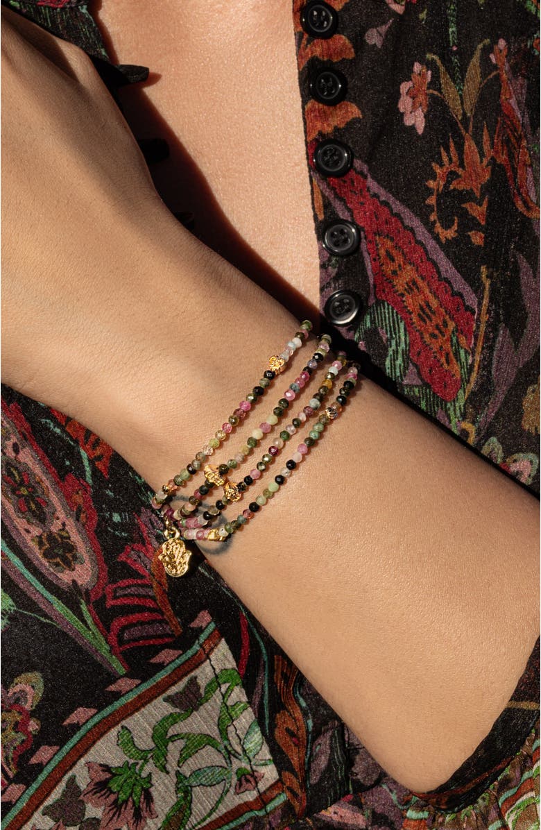 Karma and Luck Tourmaline Wrap Multicolor Bracelet Peace and Protection, Alternate, color, Pink/Grey/Yellow/Green/Gold