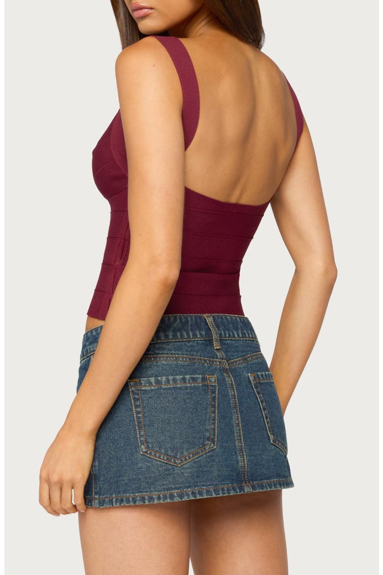 Ianthe Bandage Knit Top, Alternate, color, WINE