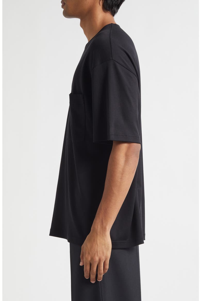 Relaxed Fit Cotton & Silk T-Shirt, Alternate, color, BLACK