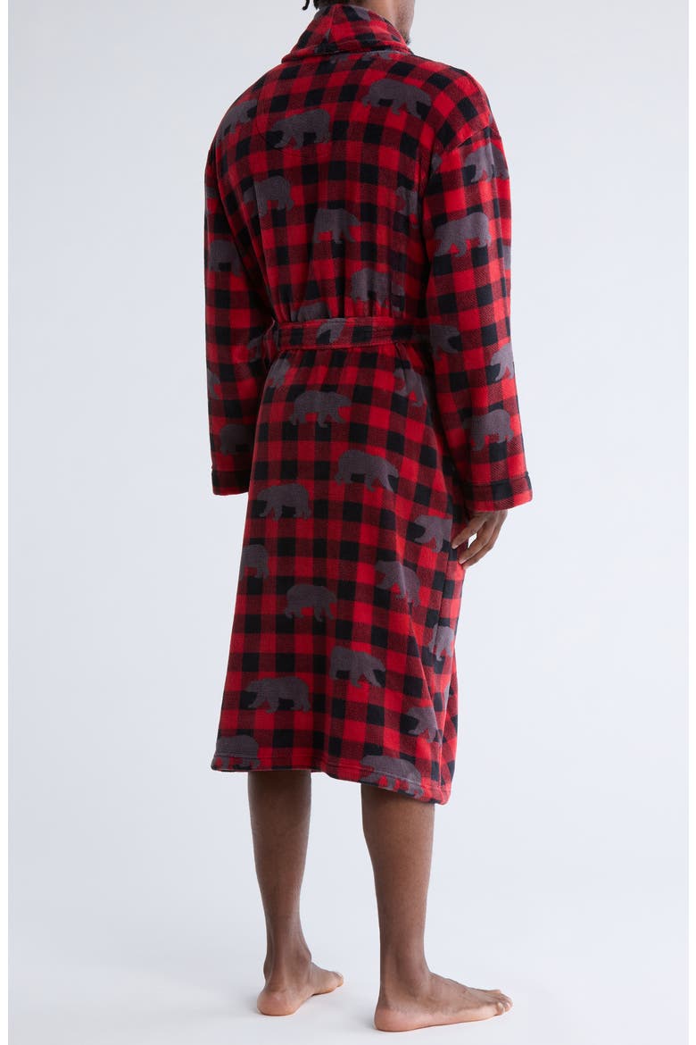 Buffalo Check Plush Shawl Robe, Alternate, color, RUBY