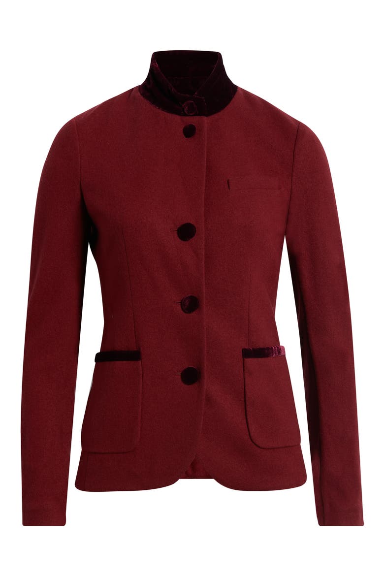 Slade Embellished Wool Blazer, Main, color, BURGUNDY