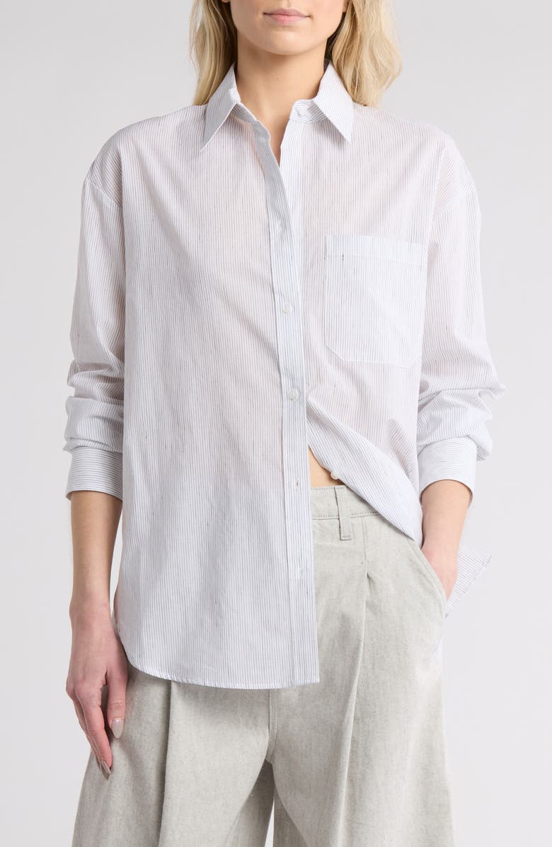 TWP Big Joe Stripe Cotton & Linen Button-Up Shirt, Main, color,
