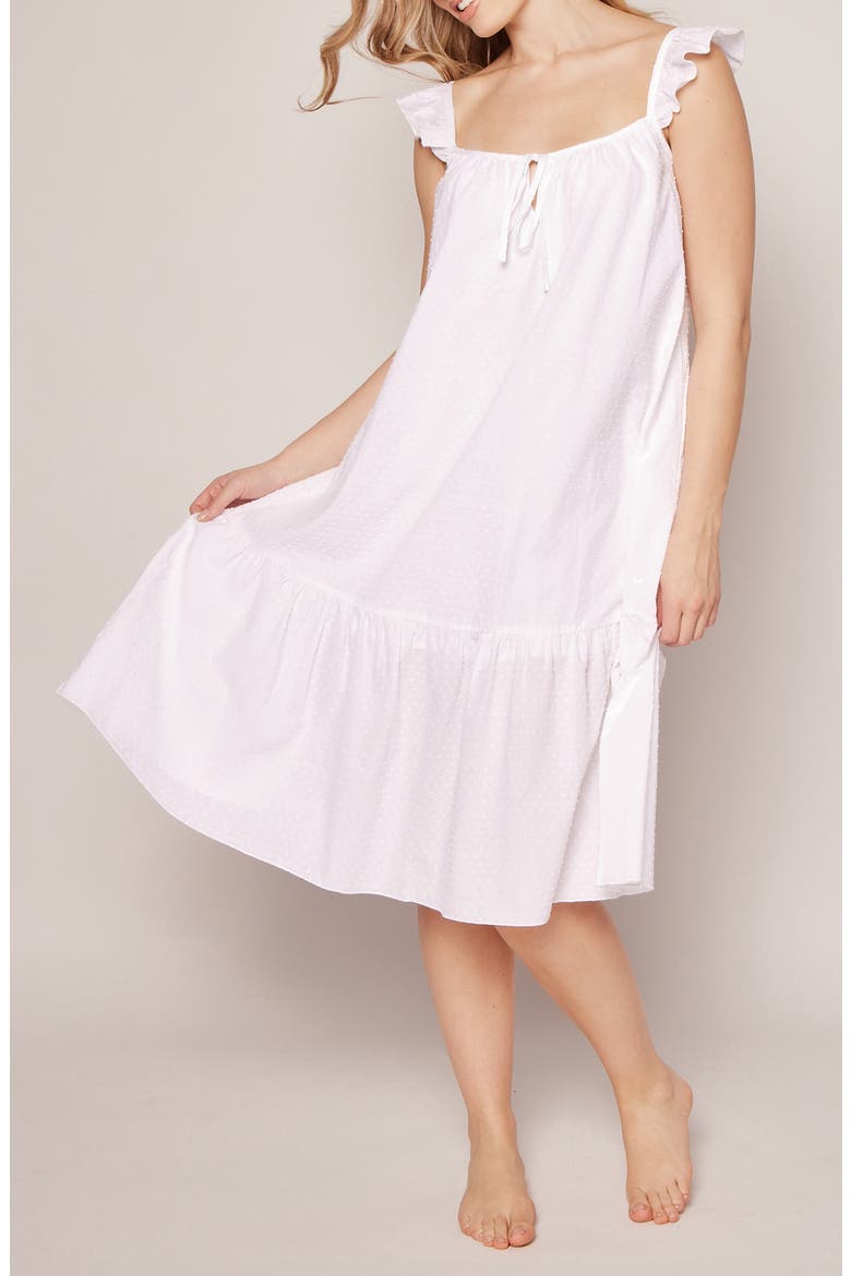 Celeste Swiss Dots Nightgown, Main, color, WHITE