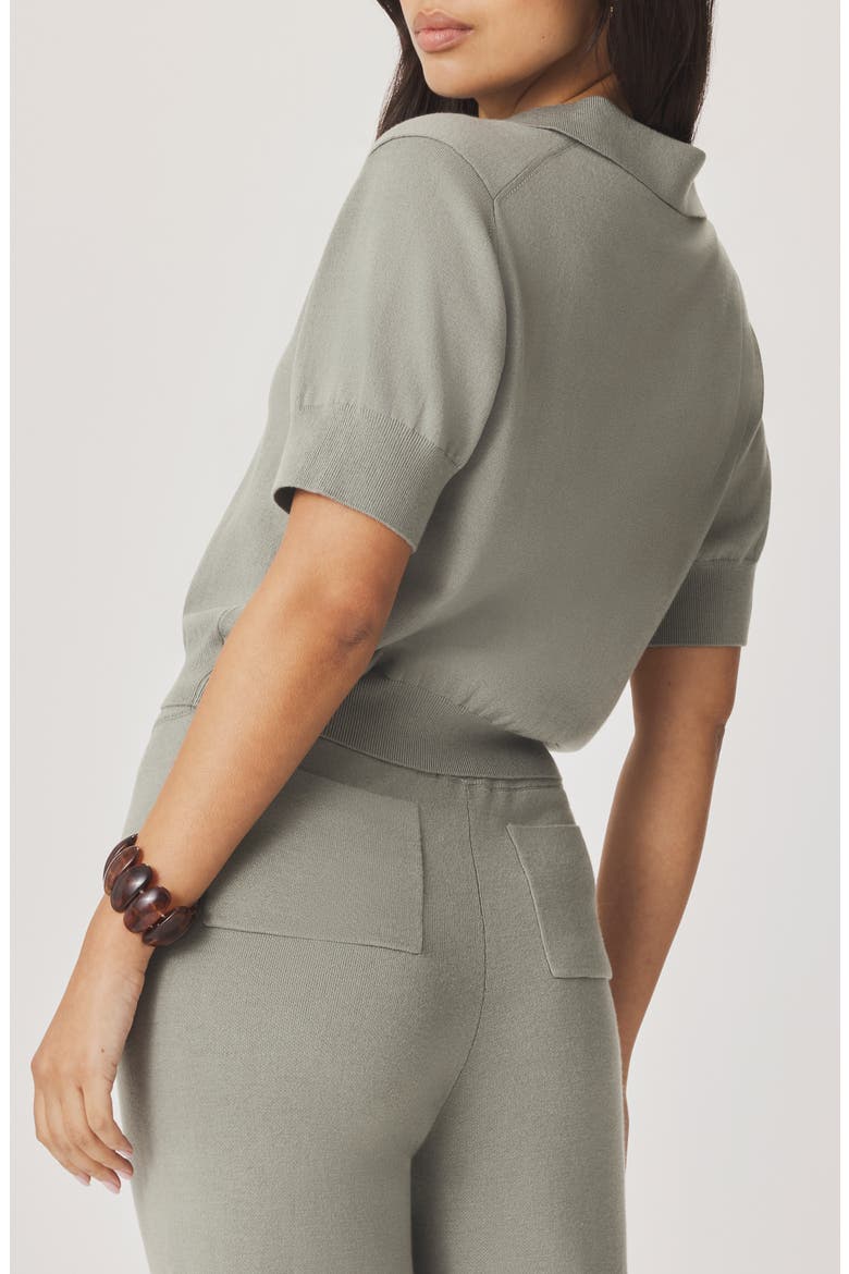 Christa Crop Polo Sweater, Alternate, color, EUCALYPTUS GREEN