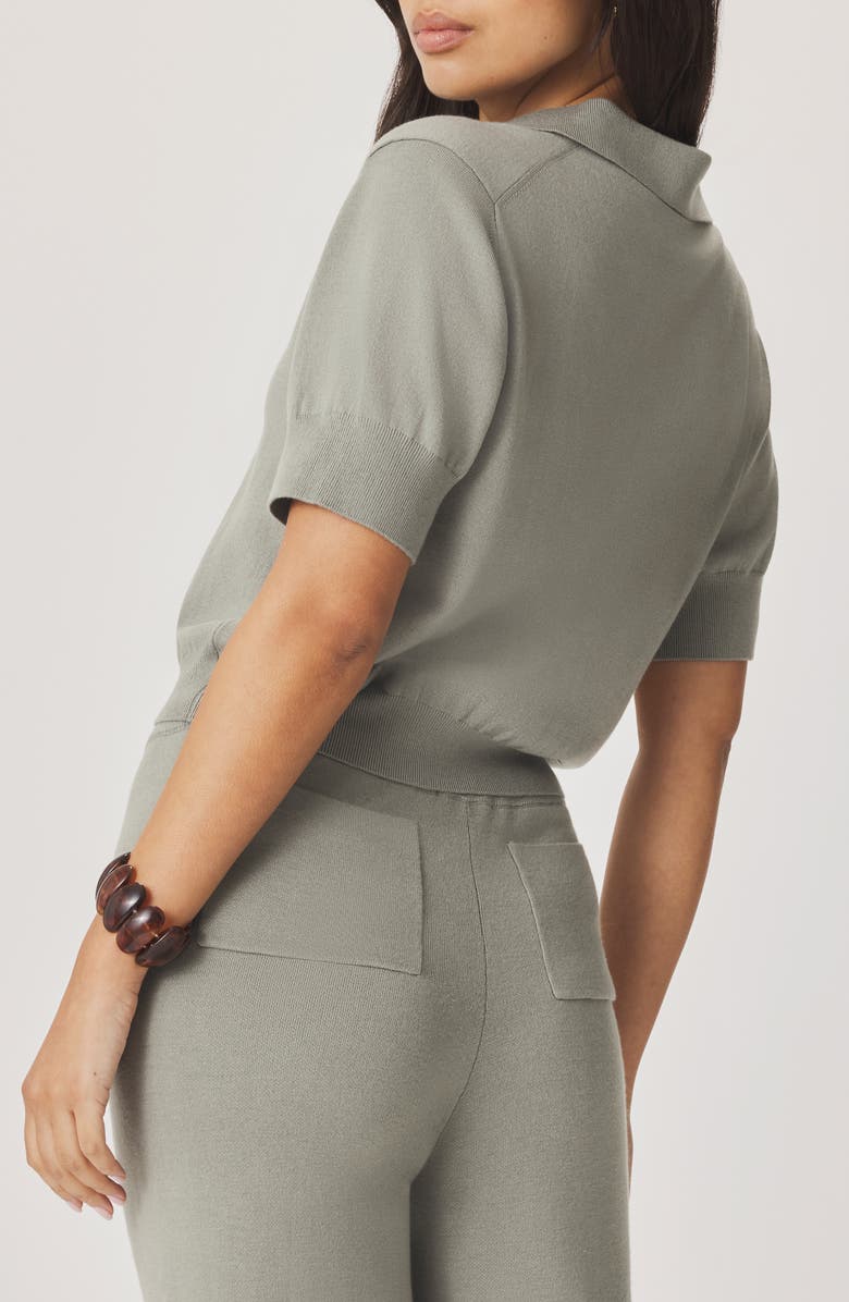 Splendid Christa Crop Polo Sweater, Alternate, color, Eucalyptus Green