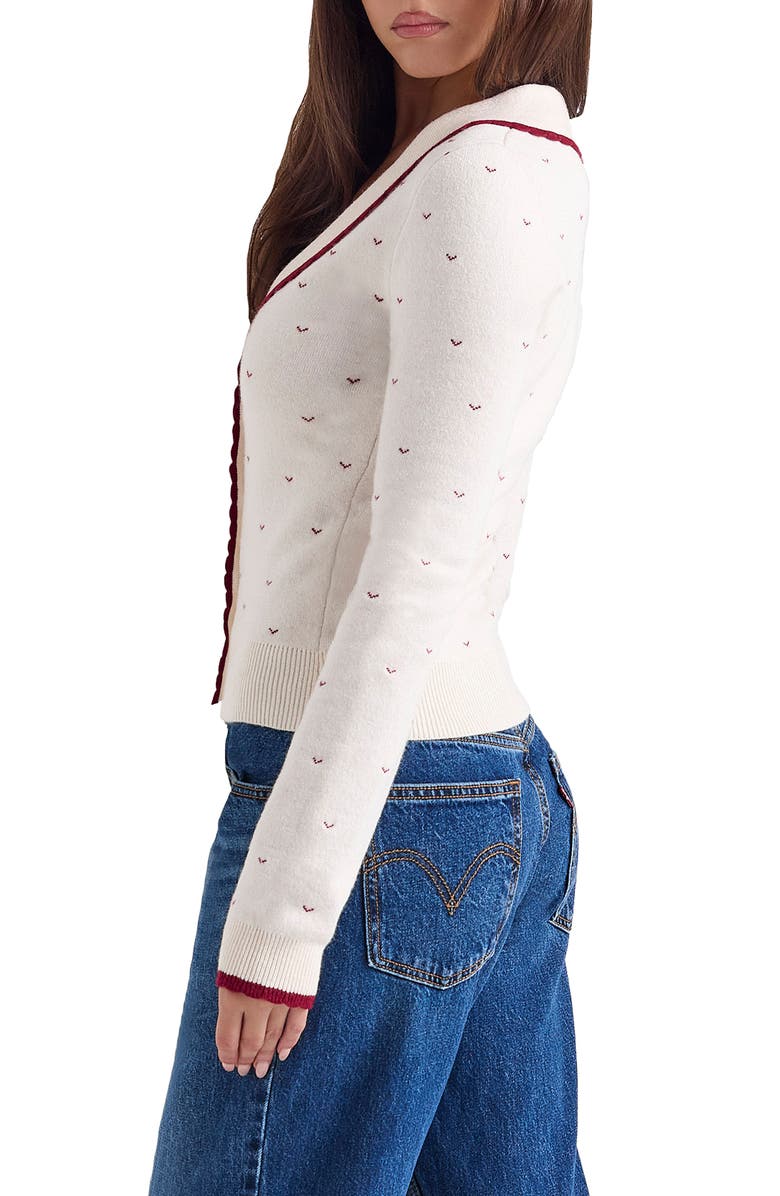 HOUSE OF CB Marla Jacquard Cardigan, Alternate, color, Ivory