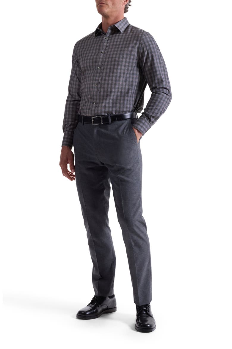 Julian Shaped Fit Check Cotton Button-Up Shirt, Alternate, color, AMETHYST