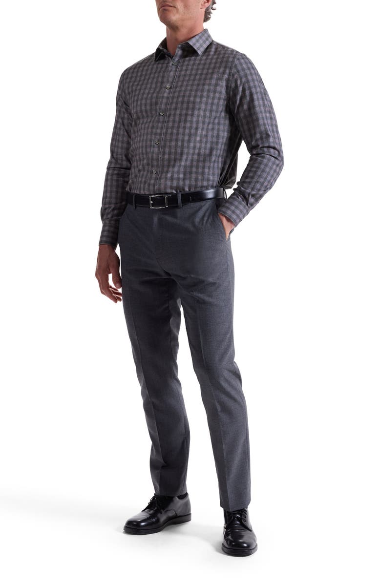 Bugatchi Julian Shaped Fit Check Cotton Button-Up Shirt, Alternate, color, Amethyst