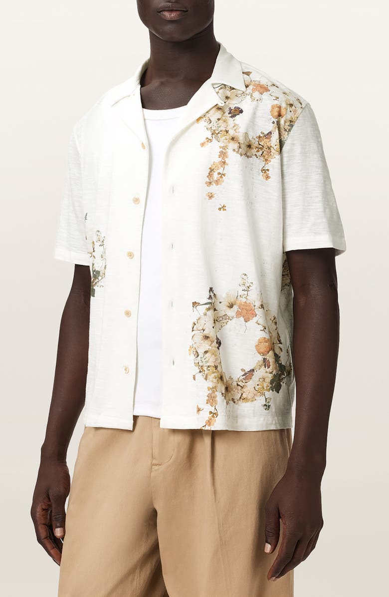 AllSaints Fleur Lis Camp Shirt, Alternate, color, Ecru
