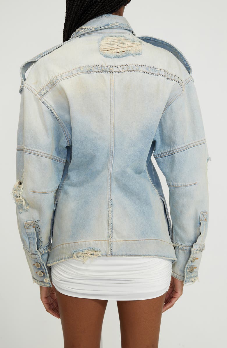 The Attico Tailored Destroyed Denim Jacket, Alternate, color, 