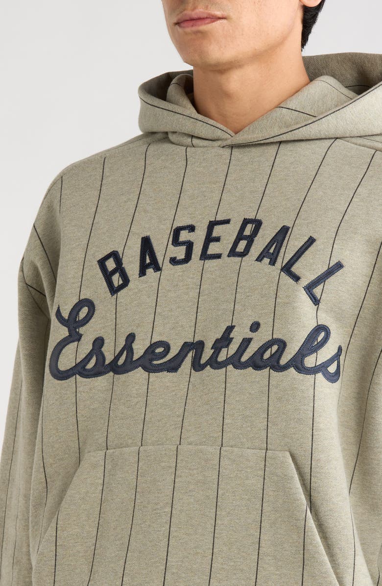 Fear of God Essentials x MLB Embroidered Cotton Blend Fleece Hoodie, Alternate, color, Seal Heather/ Black Pinstripes