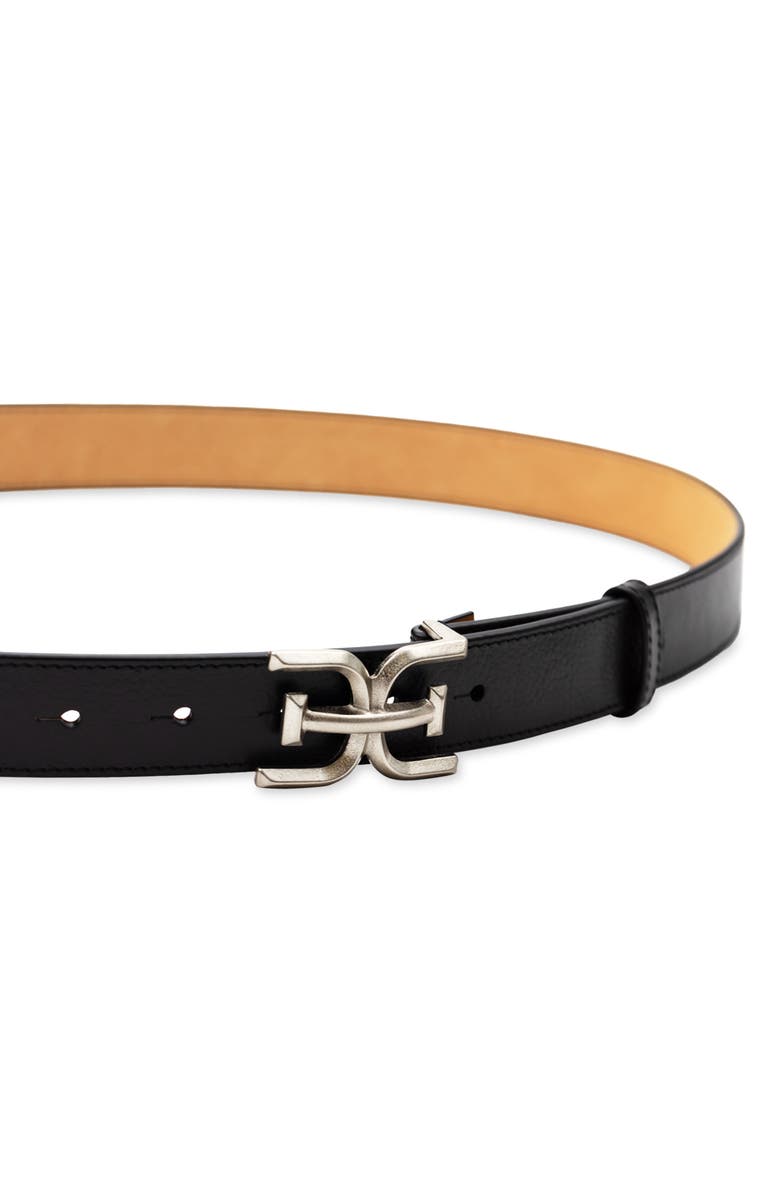 Sam Edelman Logo Buckle Leather Belt, Alternate, color, Black