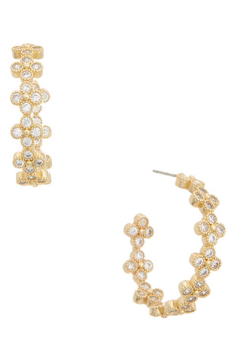 Cubic Zirconia Clover Hoop Earrings