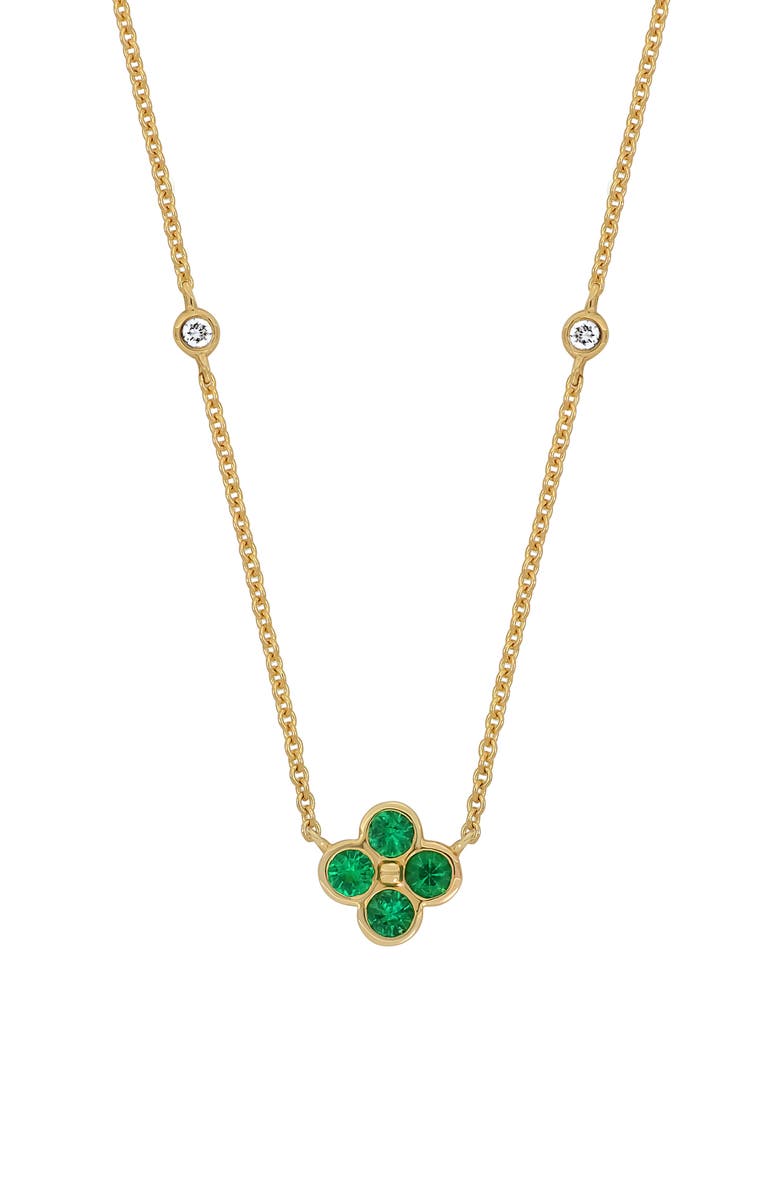 Bony Levy Emerald & Diamond Flower Pendant Necklace, Main, color, 18Ky