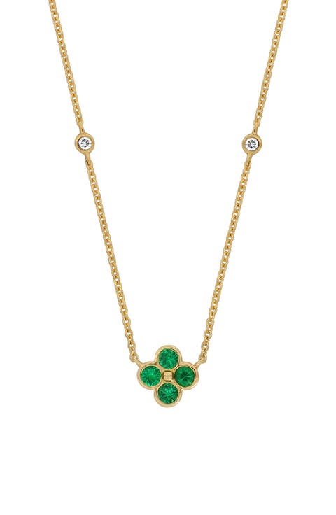 Emerald & Diamond Flower Pendant Necklace (Nordstrom Exclusive)