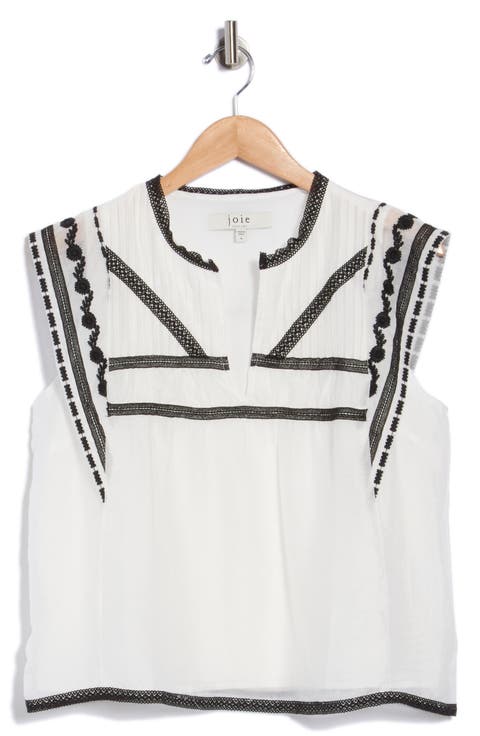 Split Neck Embroidered Top