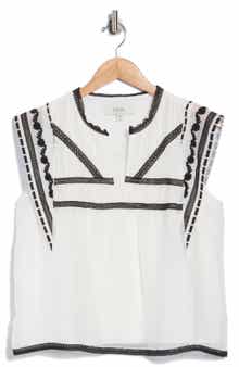 Split Neck Embroidered Top